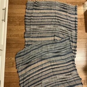 Striped Lightweight Scarf in Blue and Cream